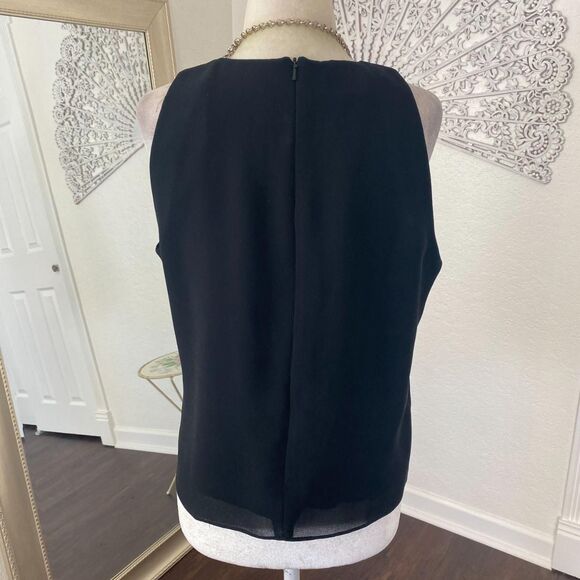 Early 2000's Whimsygoth Black Sheer Mesh Beaded Floral Embroidered Tank Top M - Picture 4 of 5